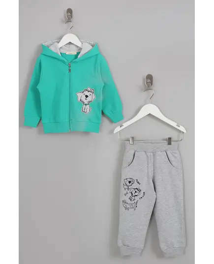 Boy's Track Suit Dog Embroidered Set Multicolored- Wholesale - Kids Clothing - Barmy Kids TijaraHub