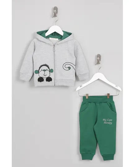 Boy's Track Suit Monkey Embroidered Set Multicolored- Wholesale - Kids Clothing - Barmy Kids TijaraHub