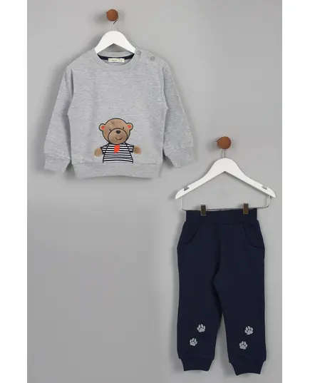 Boy's Sweat Shirt Teddy Bear Embroidered Set Multicolored- Wholesale - Kids Clothing - Barmy Kids TijaraHub