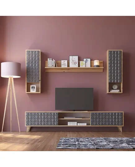 Zenio Elegance Membrane TV Unit 170 cm - Sapphire Oak & Anthracite - B2B – Turkish Furniture – Zenio Mobilya​​​ - TijaraHub