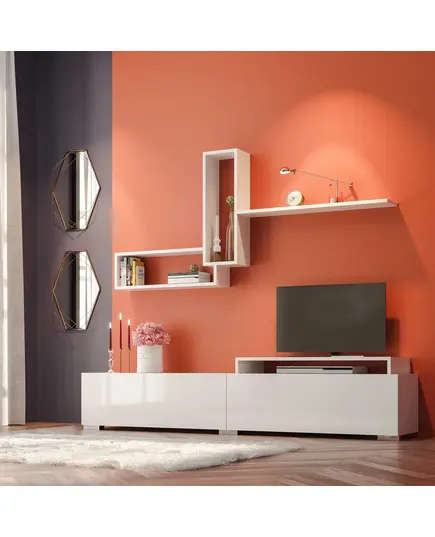 Zenio Odessa TV Unit - White - L 185 x W 42 x H 18 cm - B2B – Turkish Furniture – Zenio Mobilya​​​ - TijaraHub