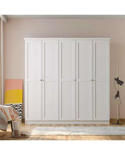 خزانة ملابس زينيو 5 أبواب جانبية – أبيض – جملة – أثاث تركي – Zenio Mobilya - تجارة هب