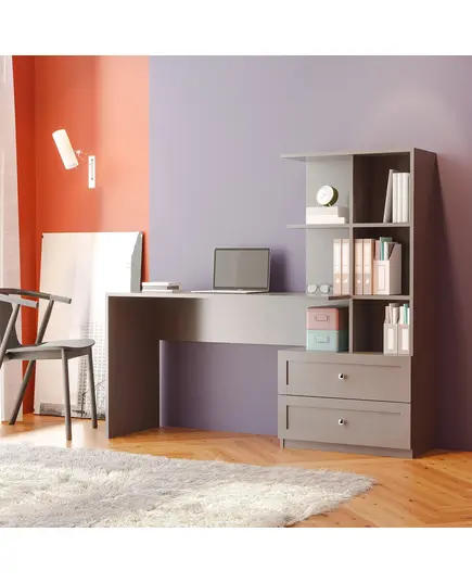 Zenio Side Desk with Bookshelf and Drawer - Anthracite – B2B – Turkish Furniture – Zenio Mobilya​ - TijaraHub