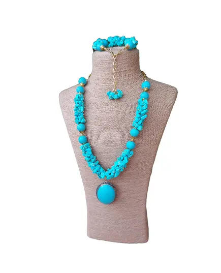 Set Of Blue Turquoise with Turquoise Stones - Handmade - B2B - Logy Accessories TijaraHub