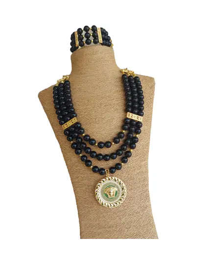 Natural Black Ophix Stone Set - Handmade - B2B - Logy Accessories Tijarahub