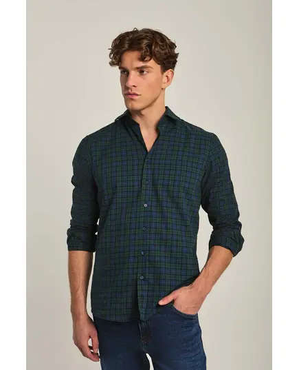 Long Sleeve Checkered Shirt - Wholesale - Teal - Dalydress TijaraHub