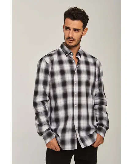 Long Sleeve Checkered Shirt - Wholesale - Black & White - Dalydress TijaraHub