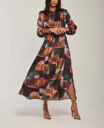 Brown Printed Cotton Dress - Women's Clothing - Wholesale - Dalydress TijaraHub