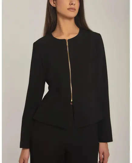 Black Tailored Jacket With Zipper - Women's Clothing - Wholesale - Dalydress TijaraHub