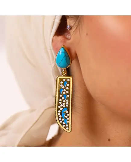 Almond Earrings - Handmade Jewelry - B2B - Plated Egyptian Gold 18k - Model: Y.BB 0042 - Tijarahub