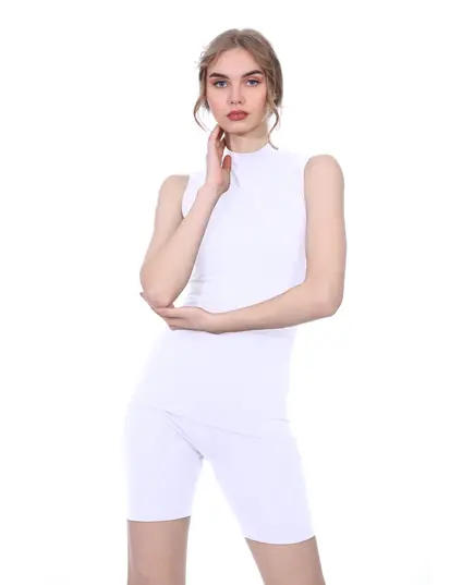 Sleeveless Basic Undershirt With High Collar - Women's Clothing - Wholesale - Dice TijaraHub