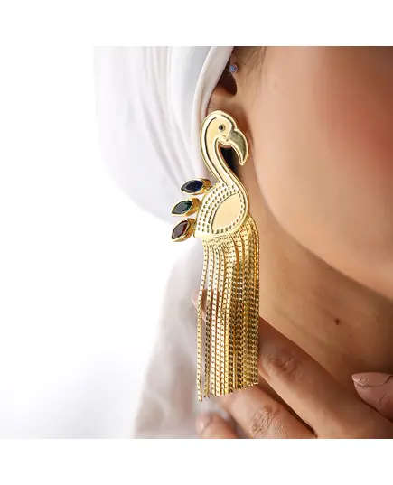 Flamingo Earrings - Handmade Jewelry - B2B - Plated Egyptian Gold 18k - Model: Y.BB 0033 - Tijarahub