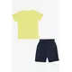 Printed Sailor Leon Set - Shirt and Shorts - Neon Yellow - Baby Boys' Wear - Cotton