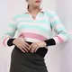 Long Sleeve Sweater With Polo Neck - Women's Wear - 70% Cotton & 30% Polyester