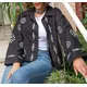 High Quality Black Embroidered Summer Jacket - Wholesale - Women's Clothing - Cotton and Linen - Stylish - Tijarahub