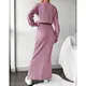 Knitting Long Skirt & Crop Blouse Suit - Wholesale - Pink - DEMA TijaraHub