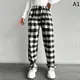 Checkered Woven Women Trousers - Wholesale - Black & White - Erdil Tekstil TijaraHub