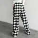 Checkered Woven Women Trousers - Wholesale - Black & White - Erdil Tekstil TijaraHub
