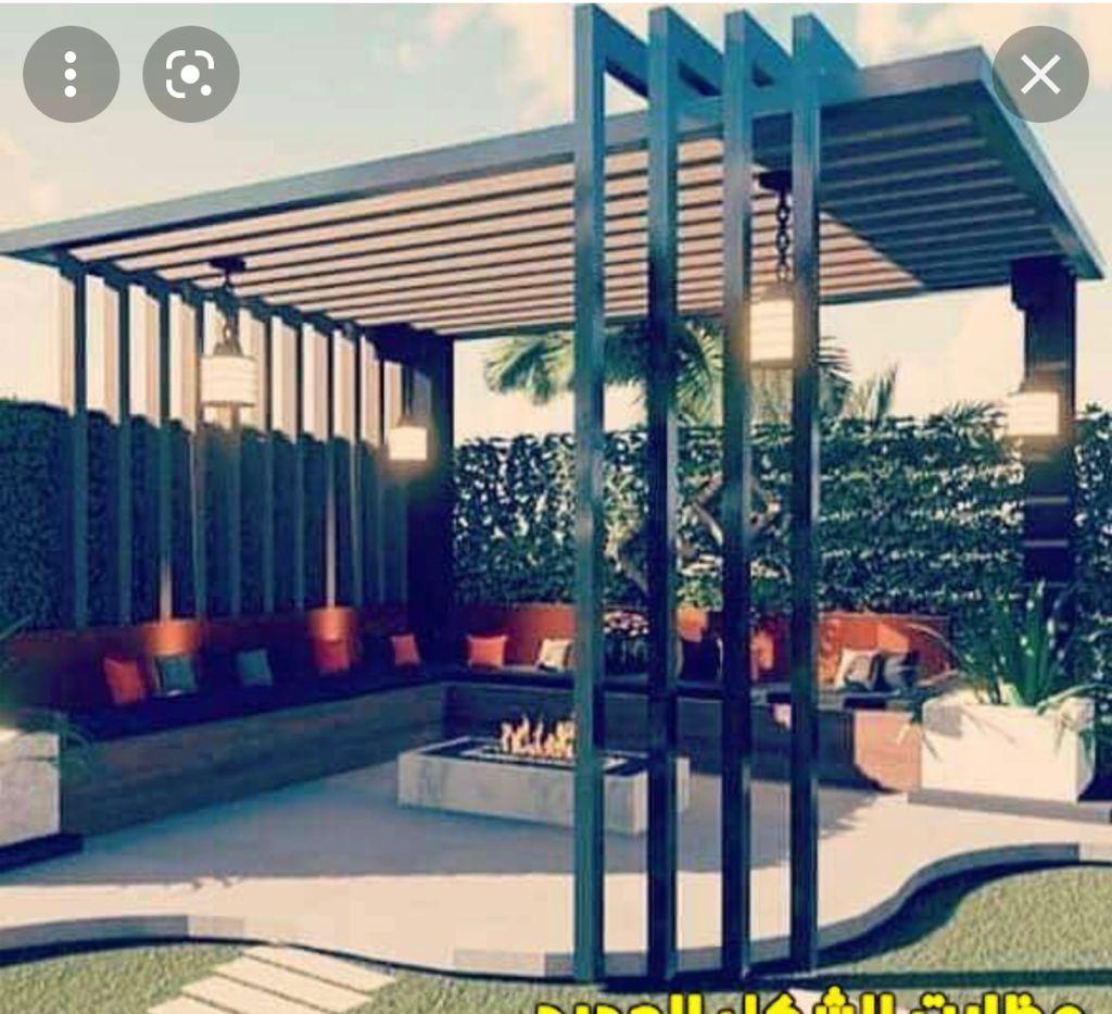 تصميم جلسات خارجية وبرجولات حديدية وخشبية مودرن للمنازل والحدائق - صورة رقم 0245