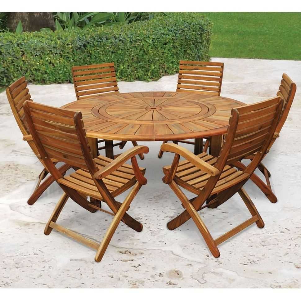 The Lazy Susan Outdoor Table Set – Hammacher Schlemmer Pertaining To Outdoor Table Chairs (Gallery 1 of 25)