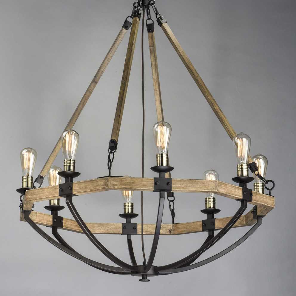 Featured Photo of Weathered Oak And Bronze 38 Inch Eight Light Adjustable Chandeliers