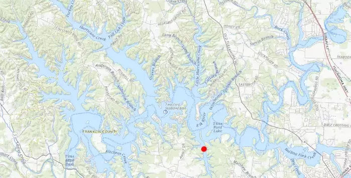 Location of Owl Hollow Mill on Tims Ford Lake Map