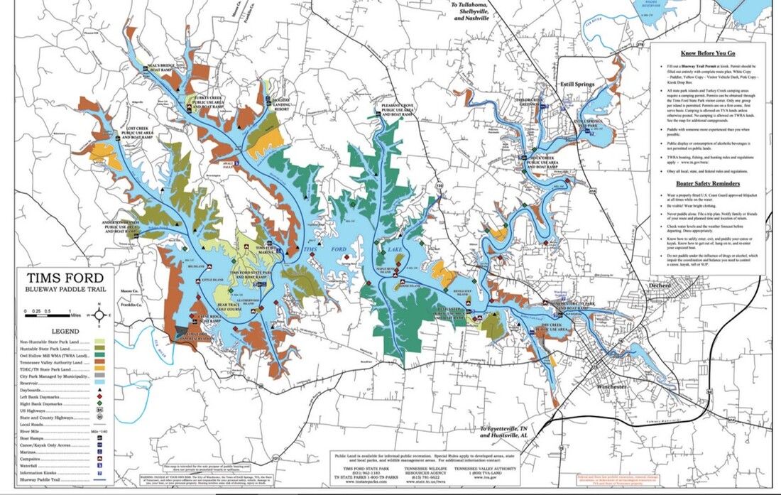 Tims Ford Lake map 