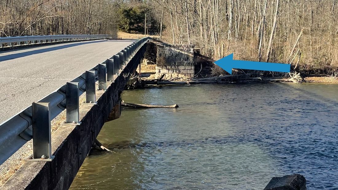 Estill Springs TN 1800's Railroad bridge foundation over the Elk River