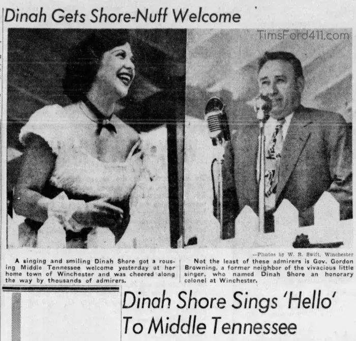 Dinah Shore The Shining Star from Winchester, TN