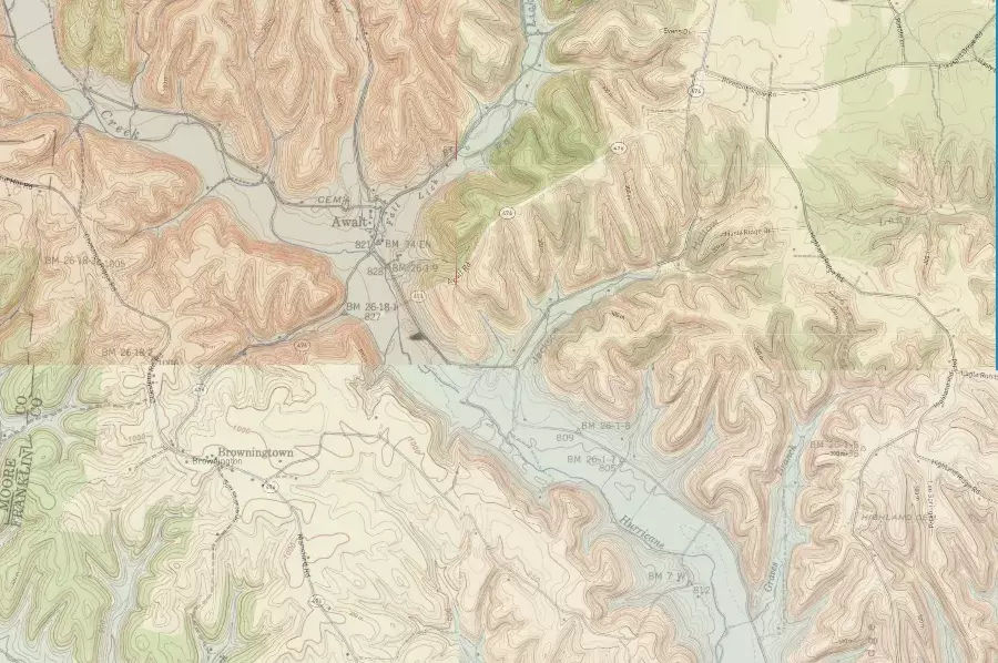 Awalt TN on Tims Ford Lake Map including showing the rivers and streams