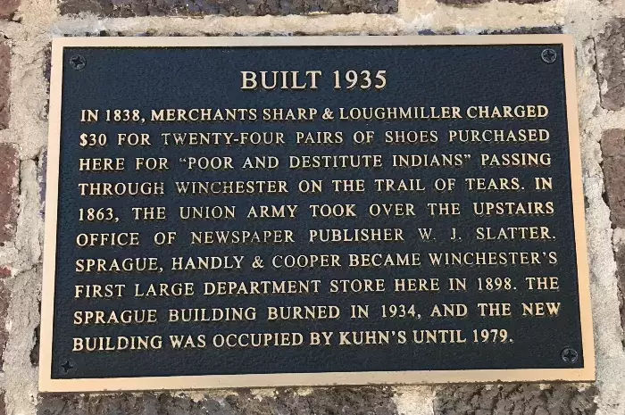 Winchester TN business sold shoes to Trail of Tears Native Americans