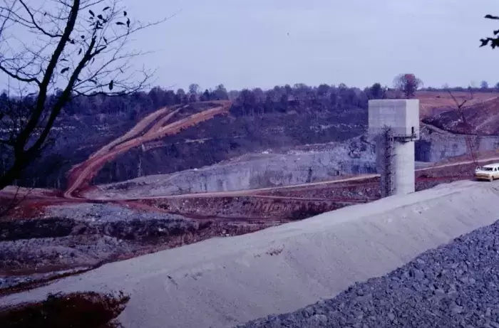 Tims Ford Lake Dam in construction phase