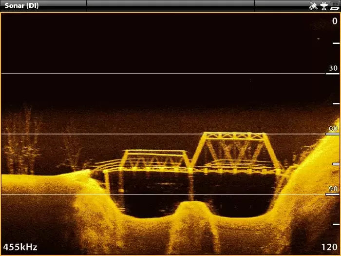 Sonar Picture of Owl Hollow Bridge under Tims Ford Lake 