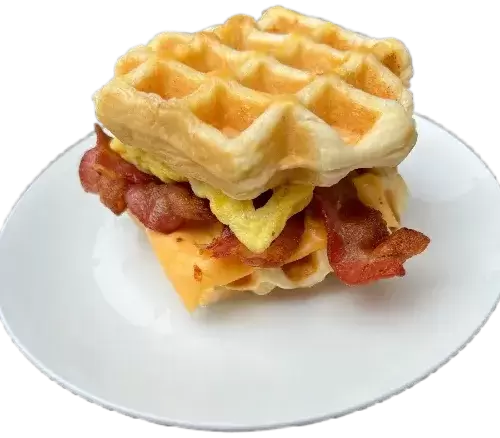 Egg, Bacon Cheese Waffle Sandwich