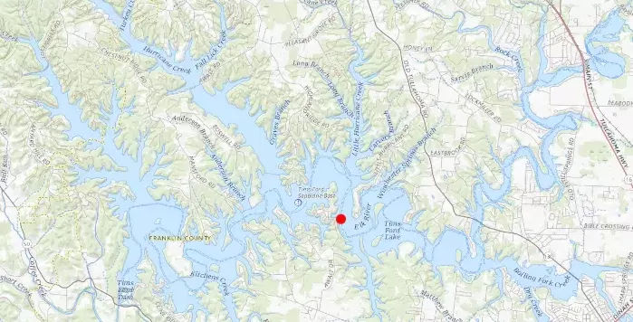 Location of Owl Hollow Bridge on Tims Ford Lake Map