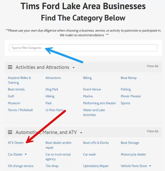 TimsFord411.com - find businesses in the tims ford lake area