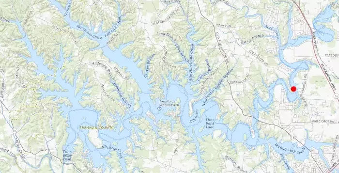 Location of Lockmiller Bridge on Tims Ford Lake Map