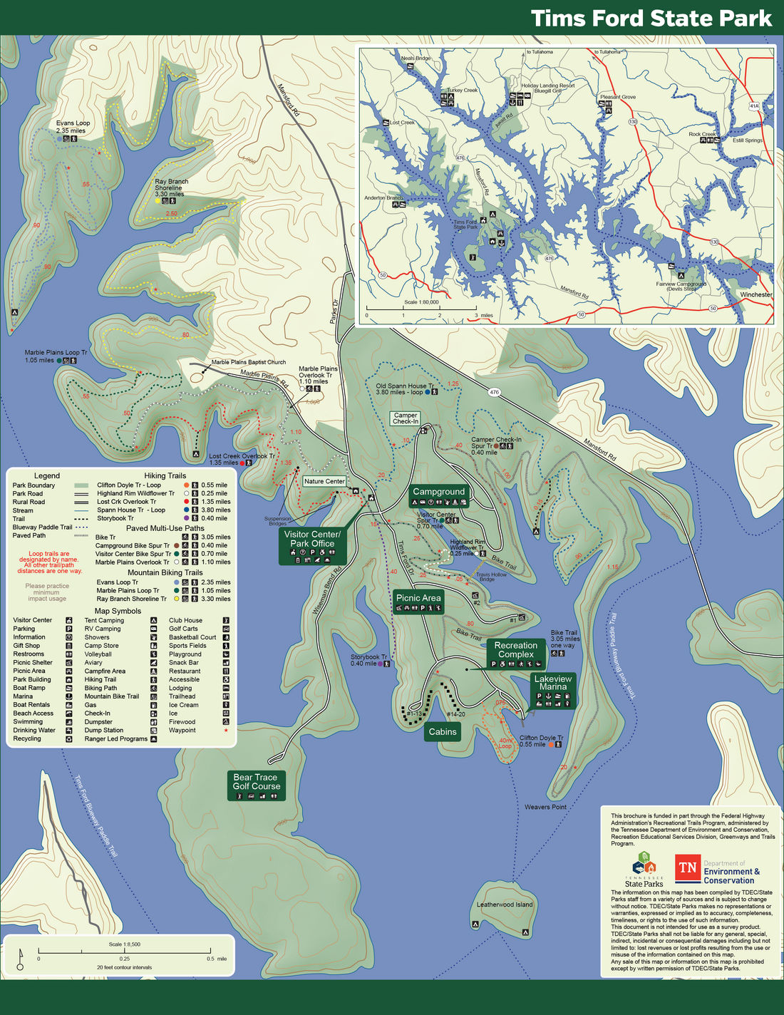 Tims Ford State Park Hiking Map