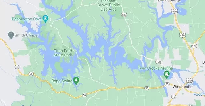 Tims Ford Lake boat rentals - small map