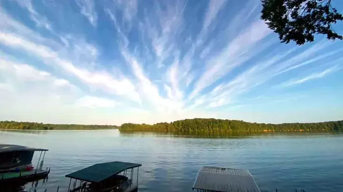 Tims Ford Lake photo with clouds and trees