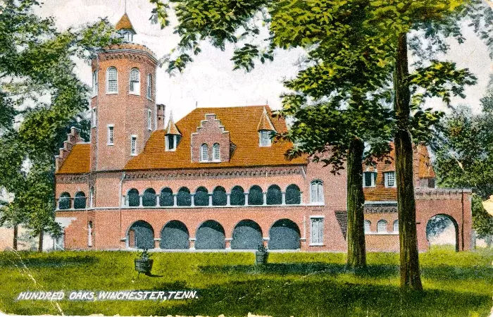 One Hundred Oaks Castle Postcard colorized circa 1909