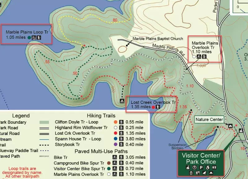Tims Ford State Park Hiking Map