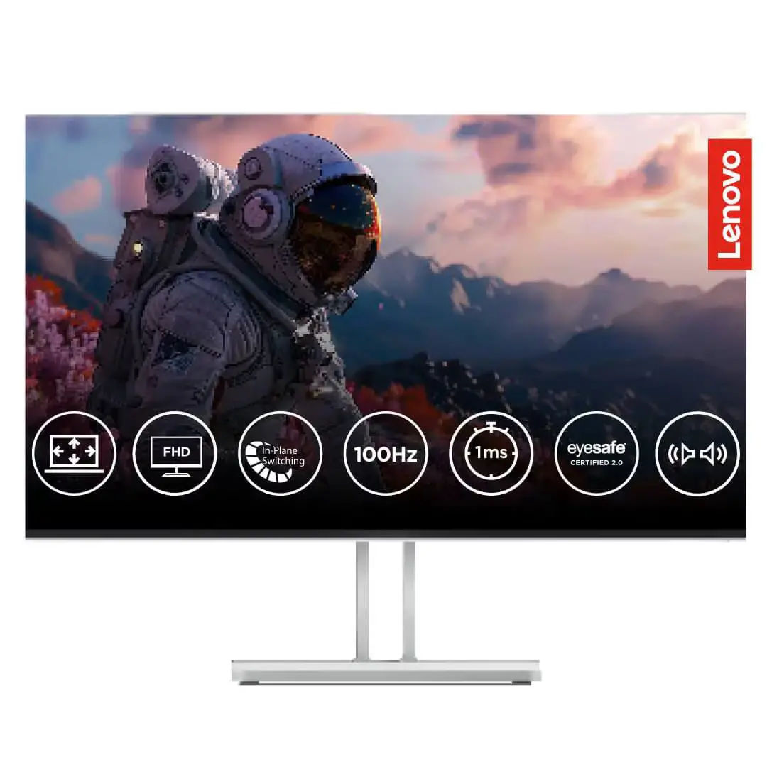 Lenovo L27i-4A 27 Inch LED Monitor with 4-sided ultra-thin IPS panel with 99% sRGB color coverage and 100Hz refresh rate, 4ms, AMD FreeSync, 2X HDMI 1.4, VGA, 2x3W Speakers

