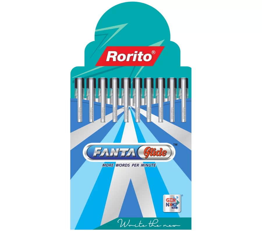 Rorito Fanta Glide ball Pen - Black - 10 Nos