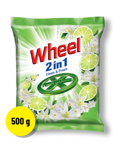 Wheel 2 In 1 Clean &amp; Fresh Detergent Powder - 500g