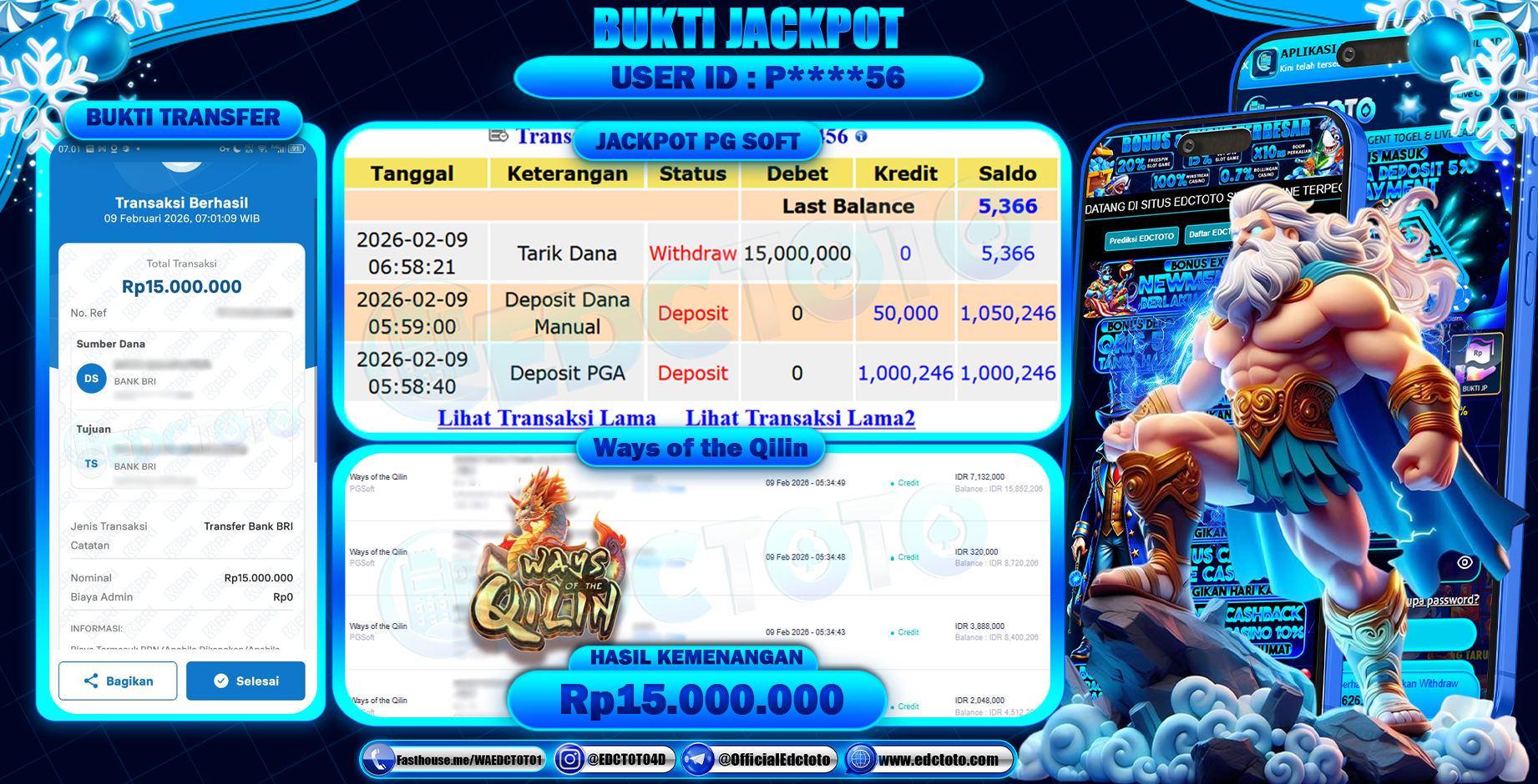 EDCTOTO JACKPOT Rp.15.000.000,- DIBAYAR LUNAS. PERMAINAN SLOT WAYS OF THE QILIN(PG SOFT)