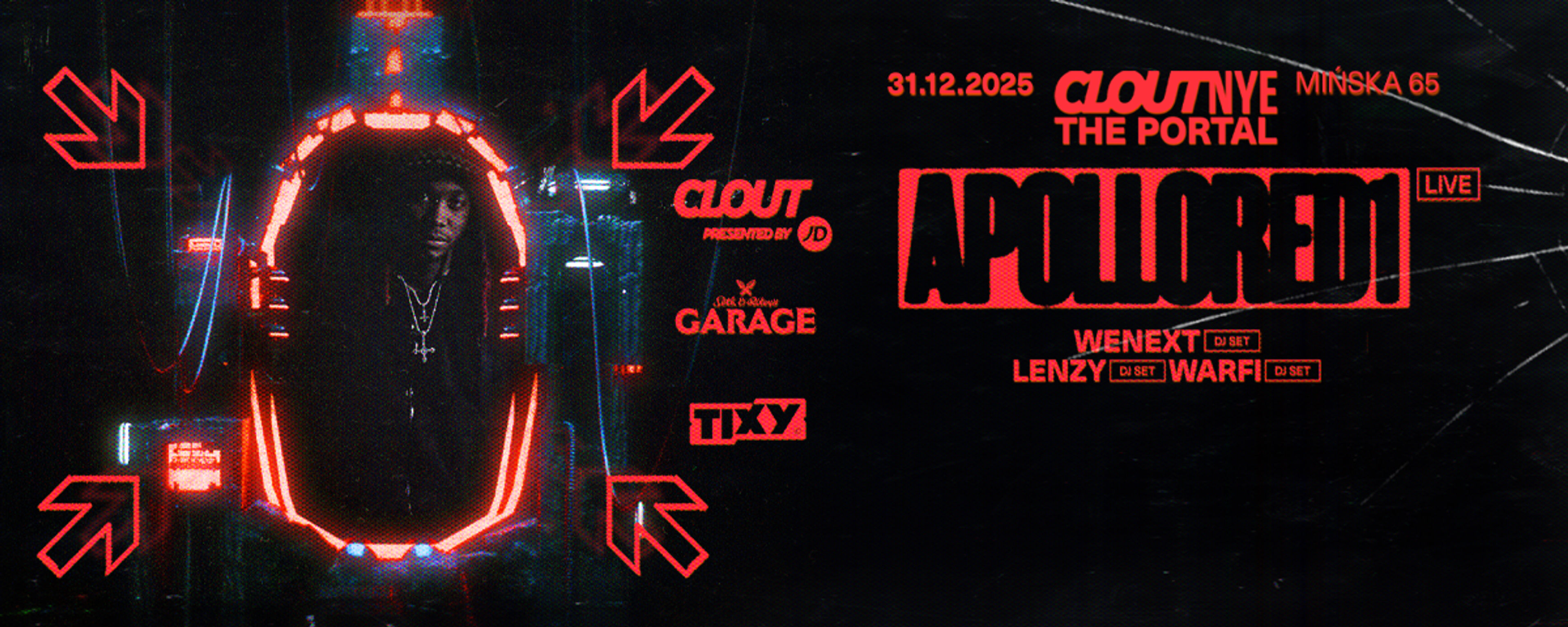 Plakat wydarzenia "CLOUT NYE: THE PORTAL w/ APOLLORED1"