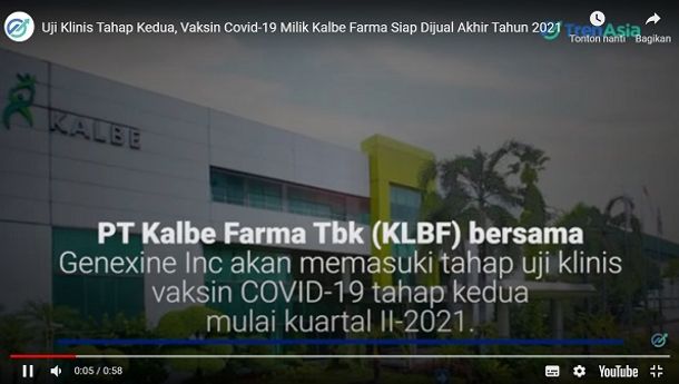 Produksi Vaksin Corona dari Kalbe Farma Siap Beredar Akhir 2021