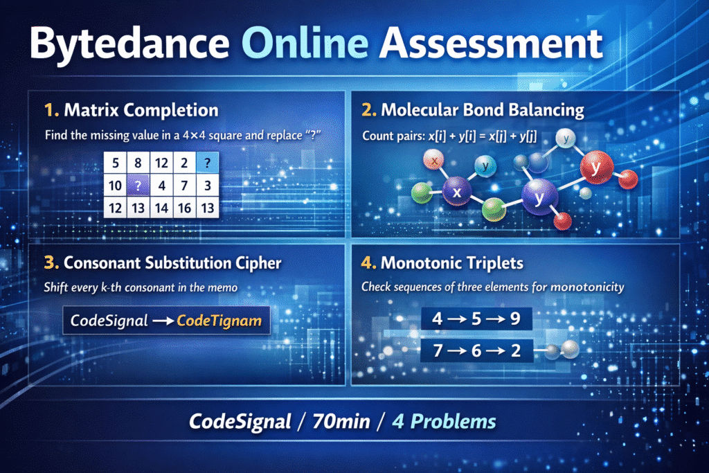 Bytedance Online Assessment 2026 CodeSignal  面经分享