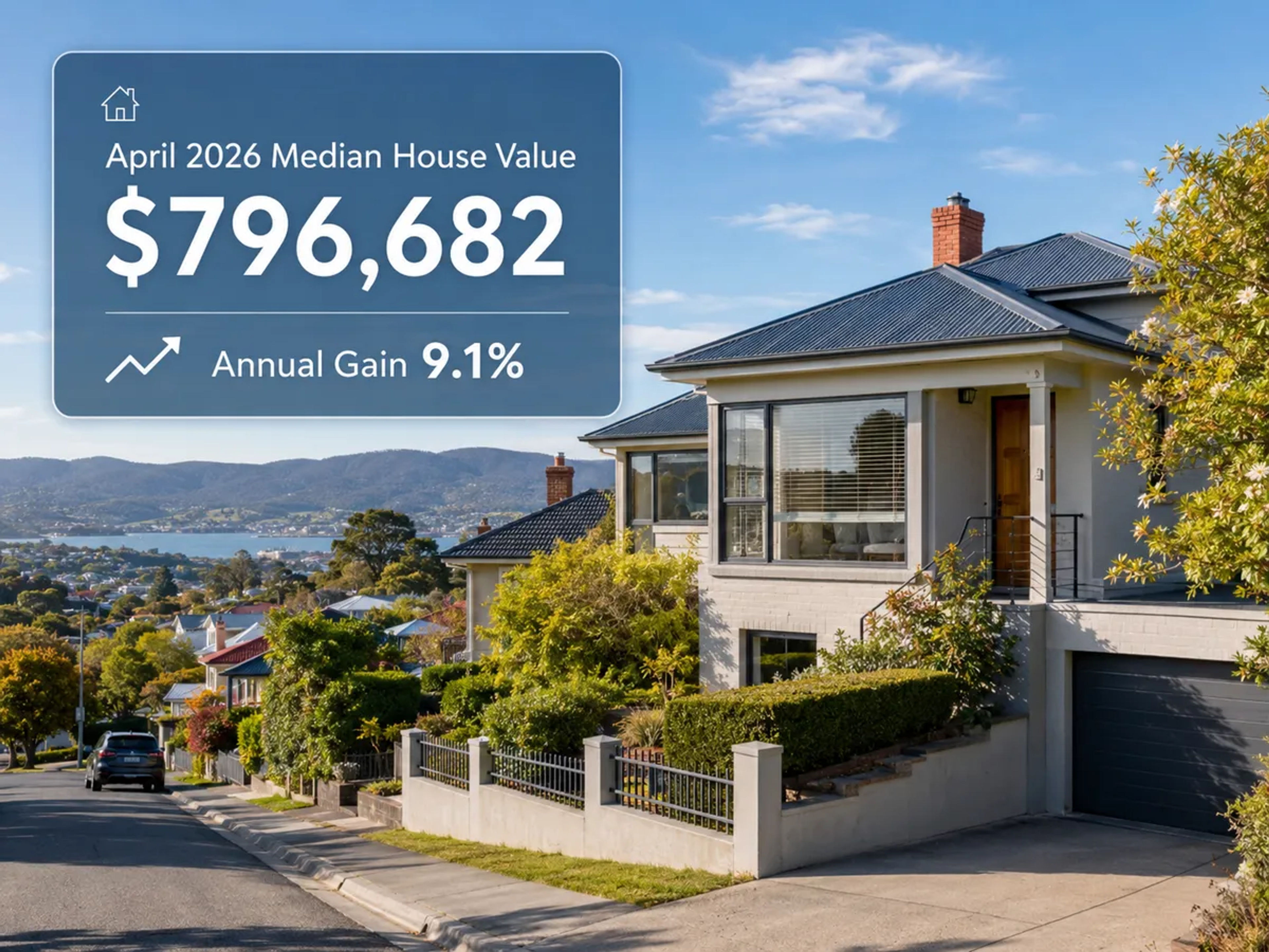 An image of a modern Australian suburban street in Greater Hobart